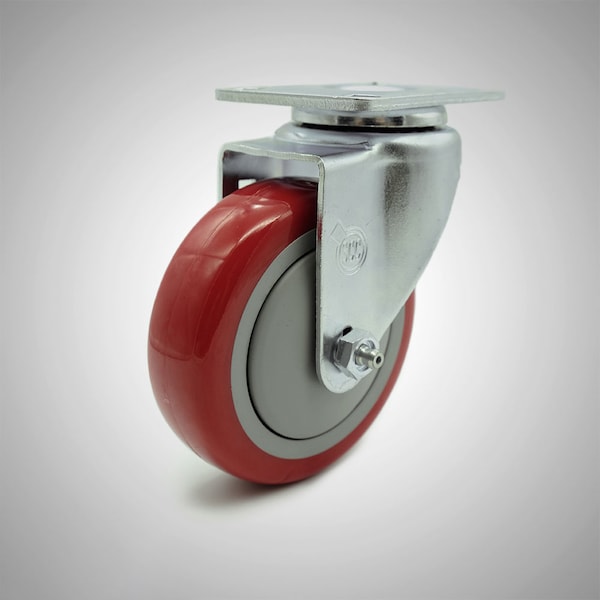 4 Inch SS Red Polyurethane Wheel Swivel Top Plate Caster